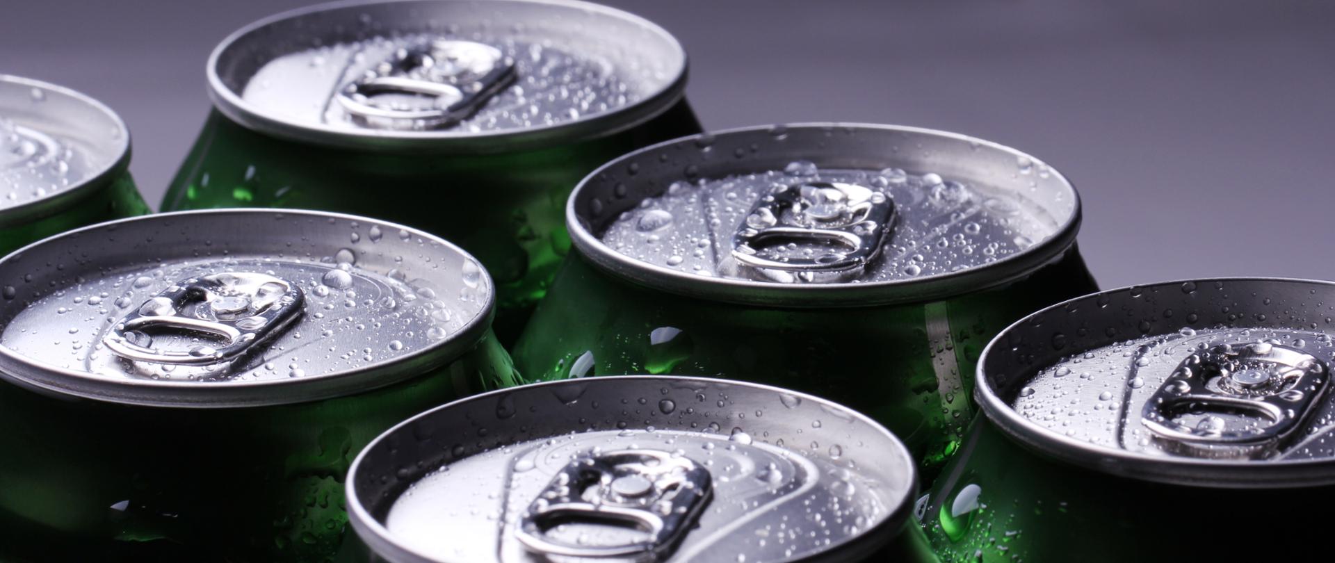 Close up of cans with cold drink