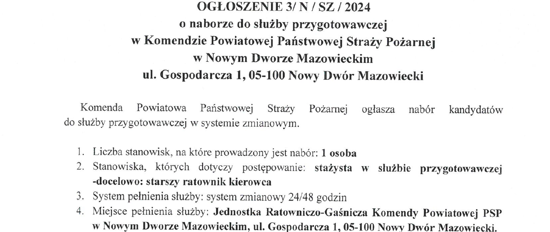 Nabór do służby w KP PKP w Nowym Dworze Mazowieckim 07.11.2024