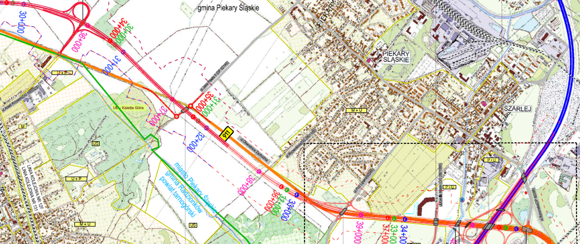 Plan orientacyjny odc. 2.2. S11 (od węzła Radzionków do węzła Piekary Śląskie)