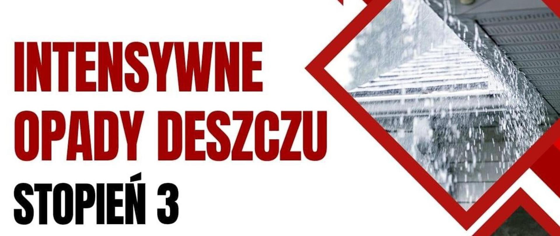 Plakat Ostrzeżenie 3. stopnia o intensywnych opadach deszczu na Dolnym Śląsku