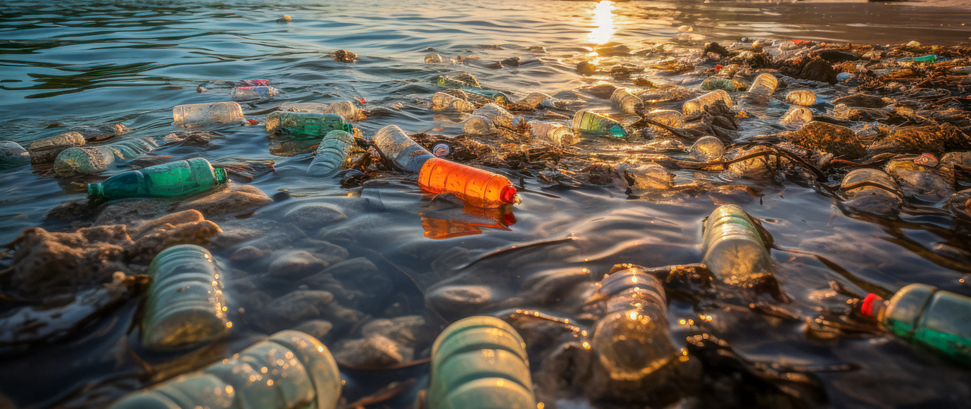 Plastikowe butelki płynące w wodzie