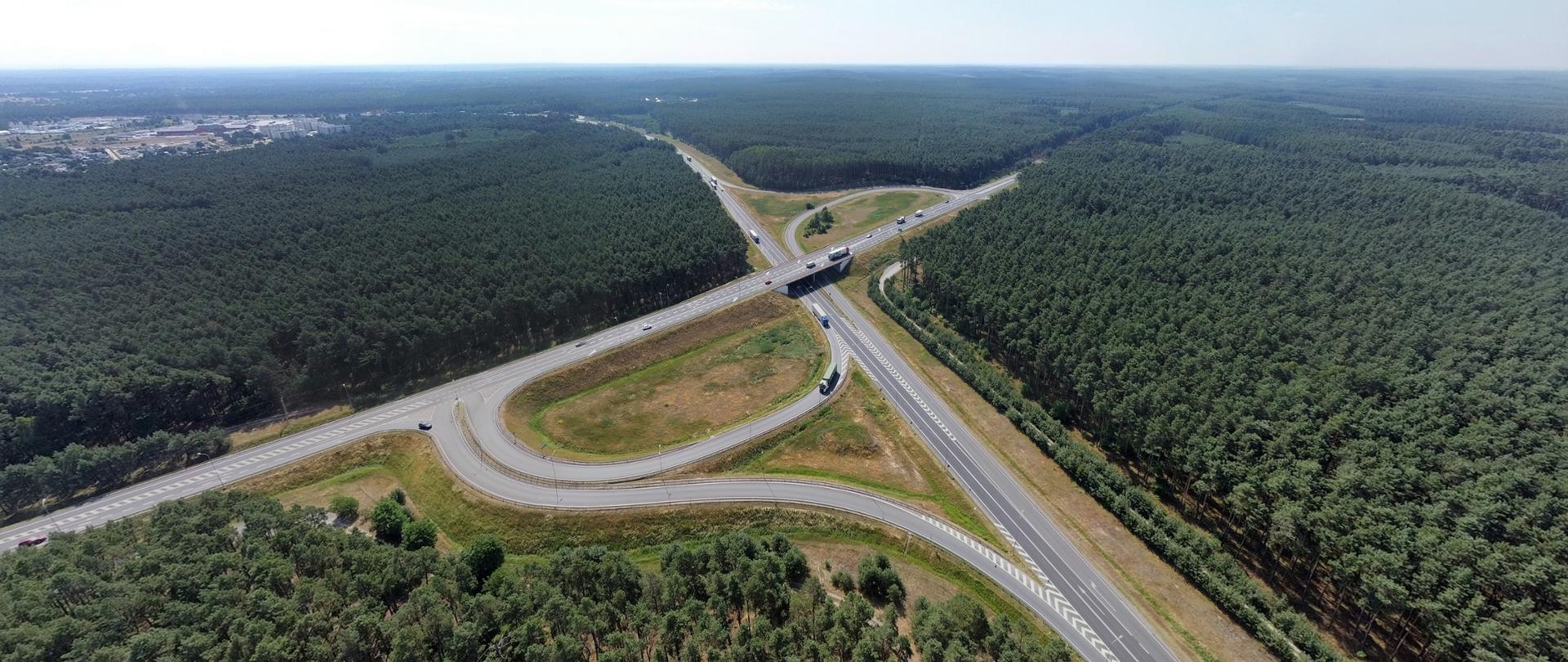 Widok na węzeł Toruń Zachód w kierunku wschodnim