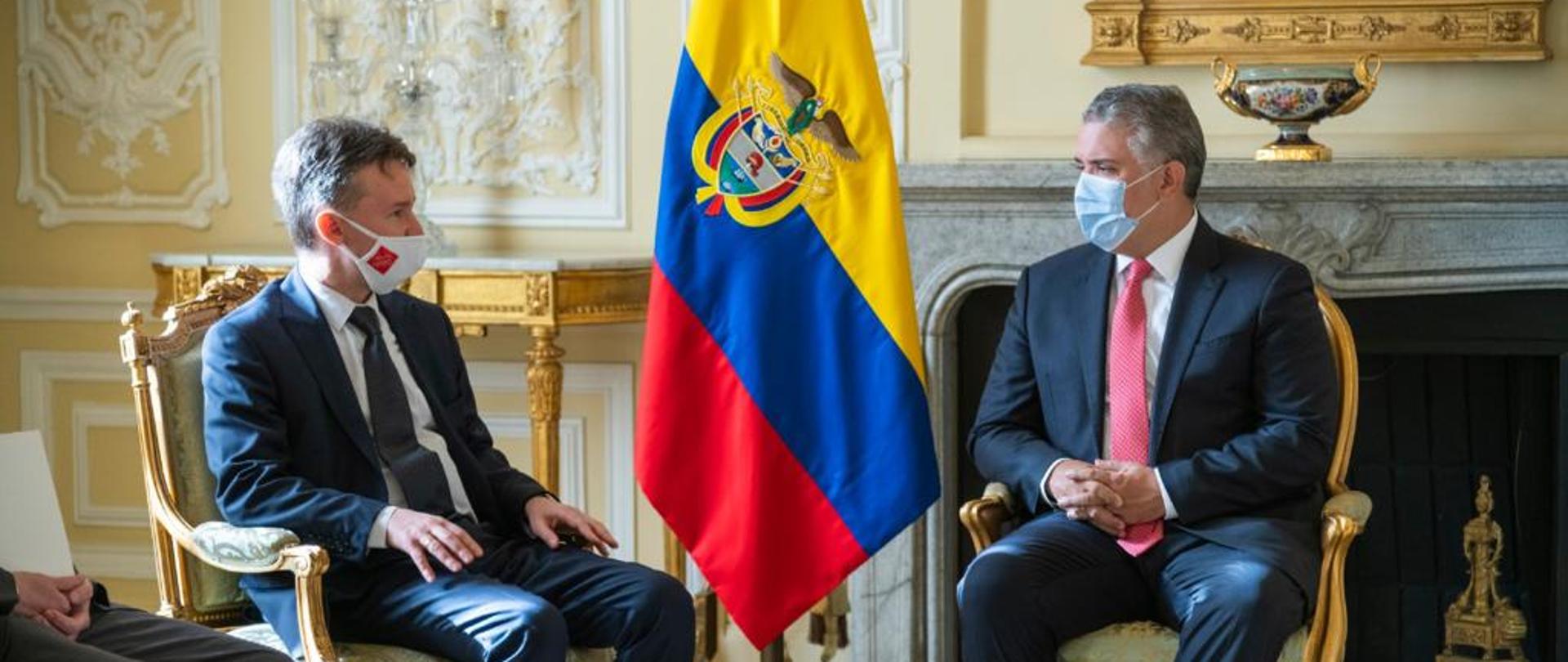 Ceremonia de presentación de cartas credenciales al Presidente de la República de Colombia Iván Duque Márquez por el Embajador de la República de Polonia Pawel Wozny.