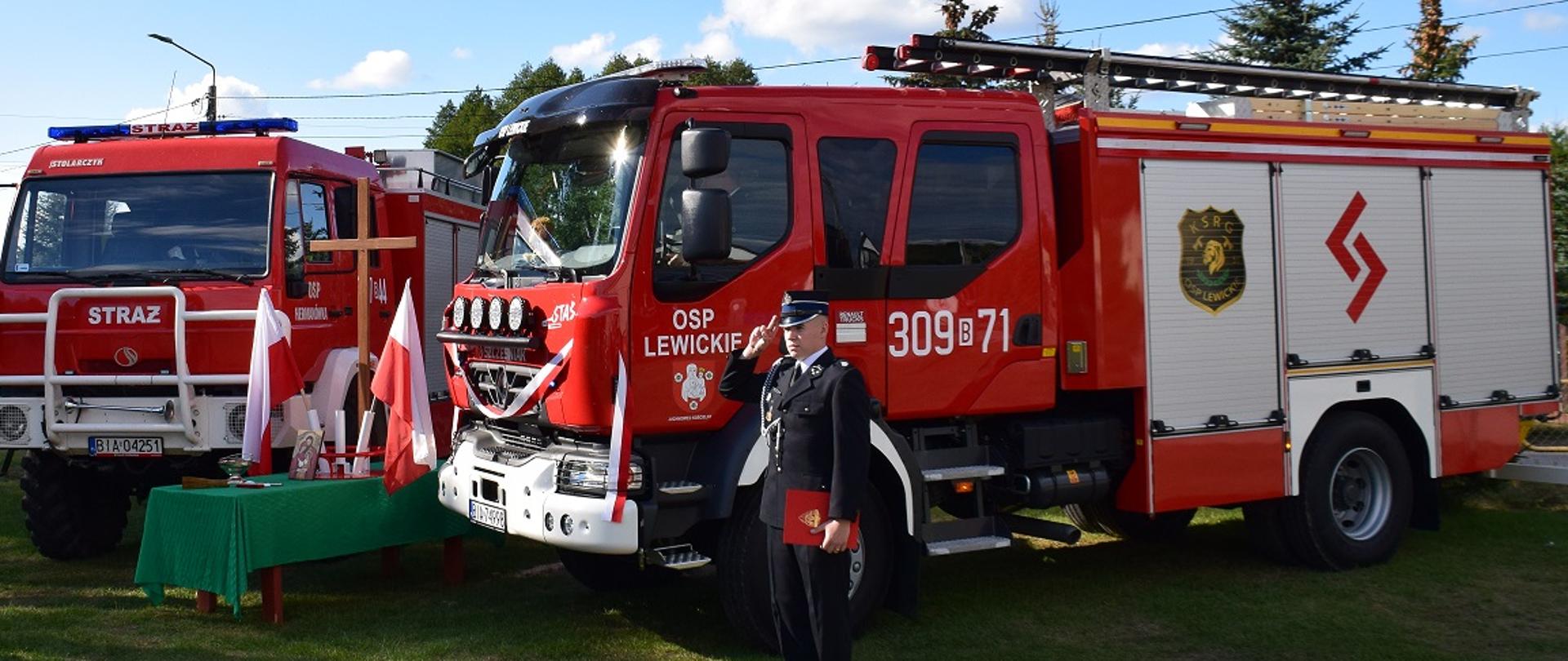 Nowy samochód ratowniczo-gaśniczy w jednostce Ochotniczej Straży Pożarnej w Lewickich