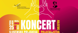 baner informujący o warsztatach orkiestrowych w Koper, na baner żółto czerwony a na banerze informacja o koncercie słoweńsko-polskich orkiestr młodzieżowych