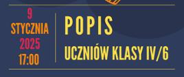 Na plakacie znajdują się kolorowe napisy w ciepłych kolorach (żółtym i pomarańczowym) informujące o terminie koncertu. 