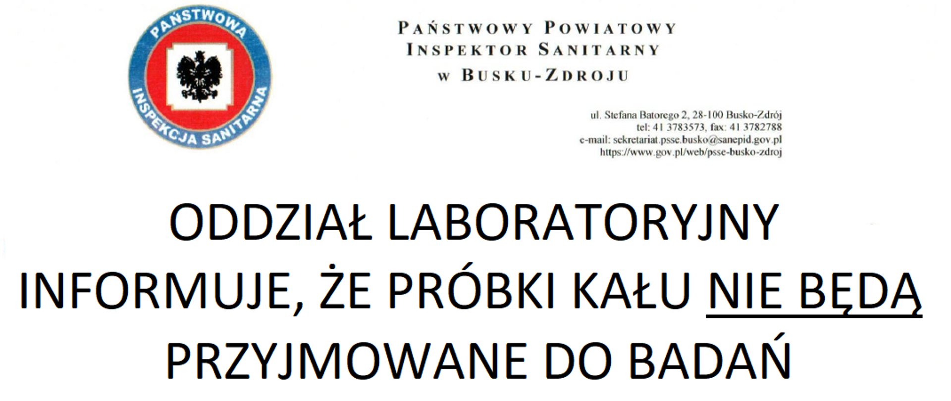 Informacja dotycząca próbek