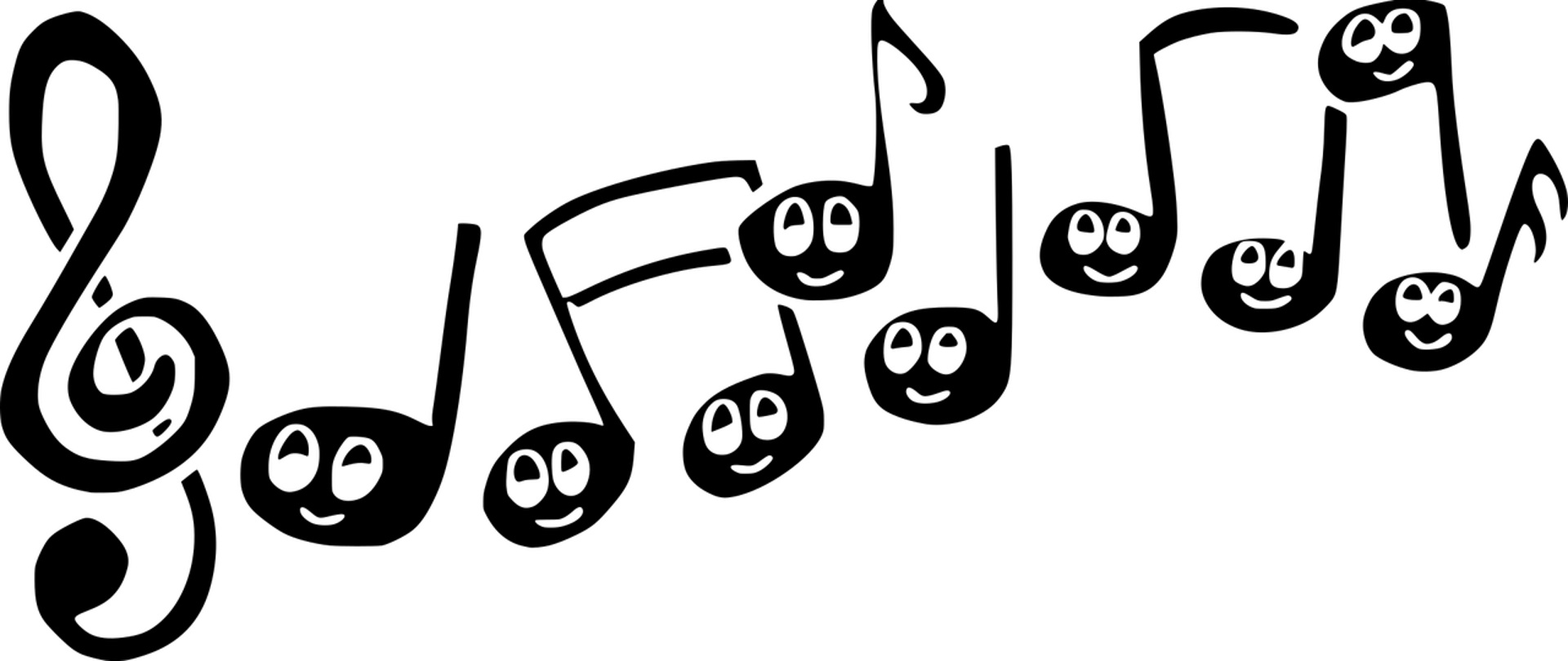 Grafika przedstawiająca klucz wiolinowy z nutami