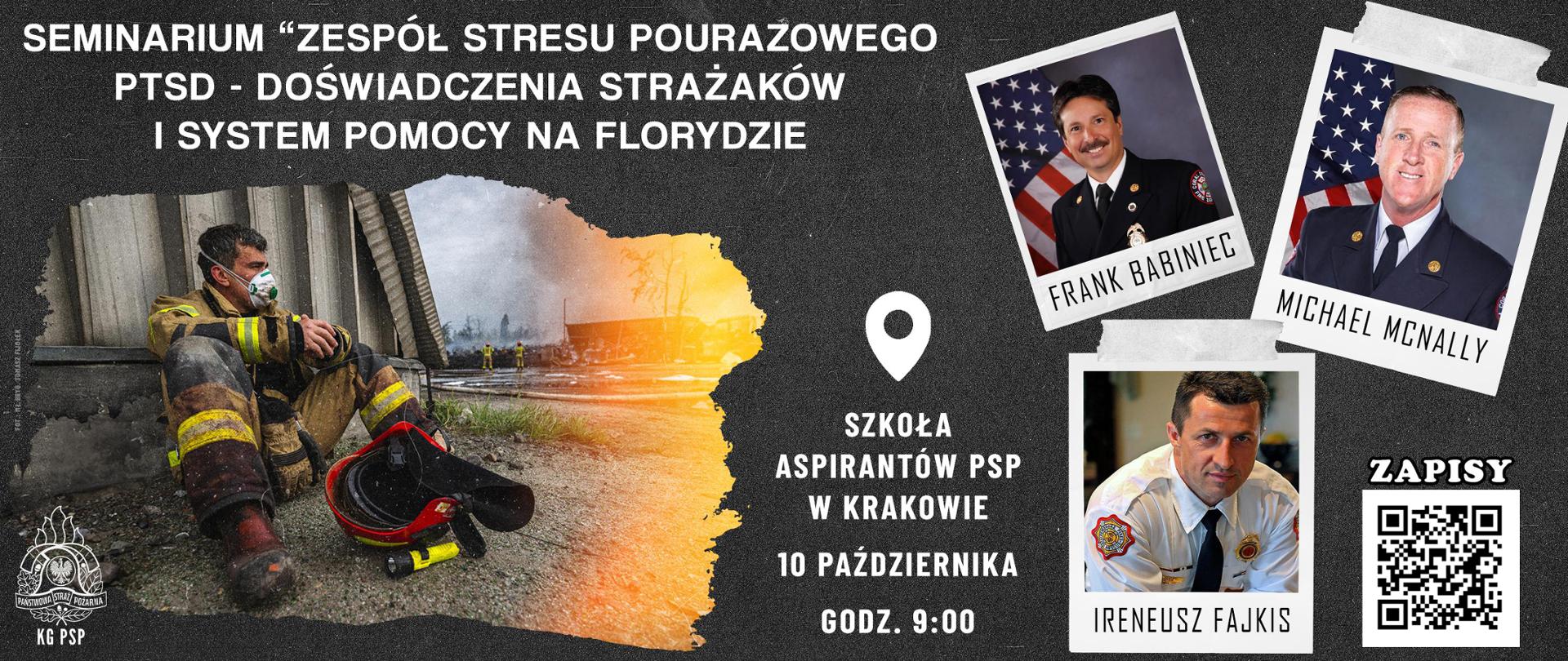 Seminarium „Zespół Stresu Pourazowego PTSD - doświadczenia Strażaków i system pomocy na Florydzie” – zapraszamy do uczestnictwa!