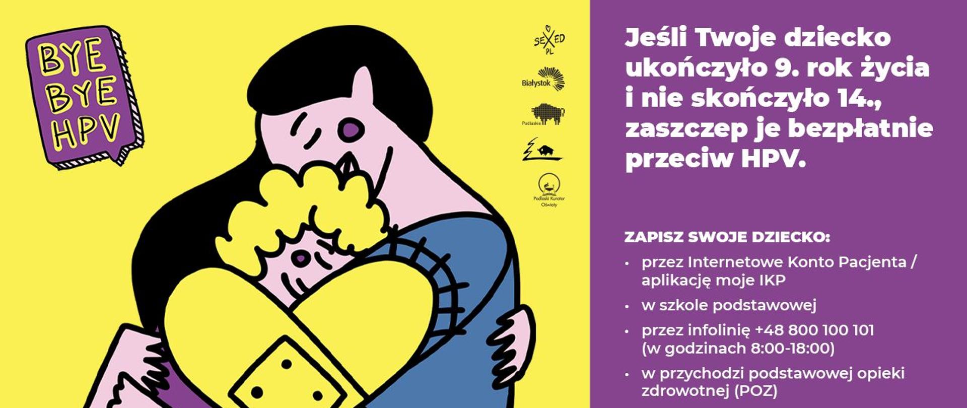 Grafika informująca o bezpłatnych szczepieniach przeciw HPV