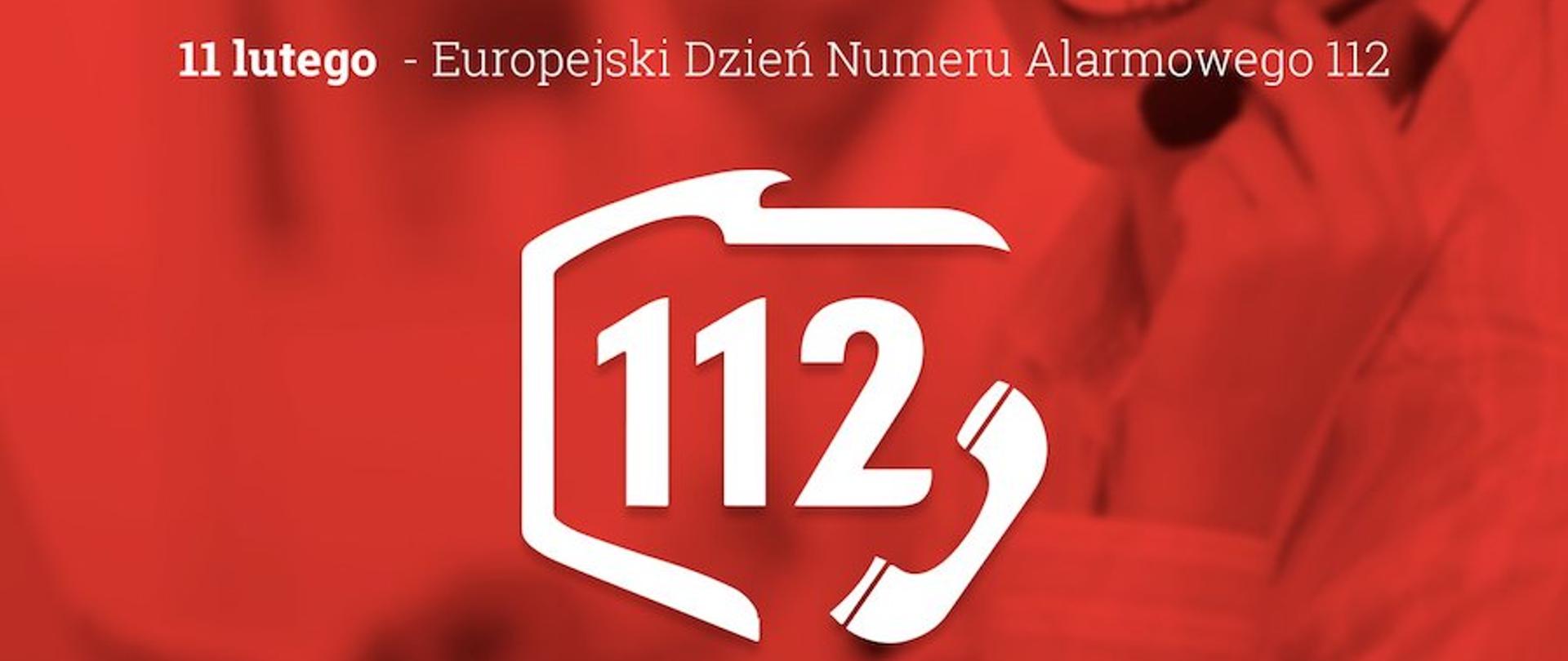Logo numeru alarmowego 112 na czerwonym tle