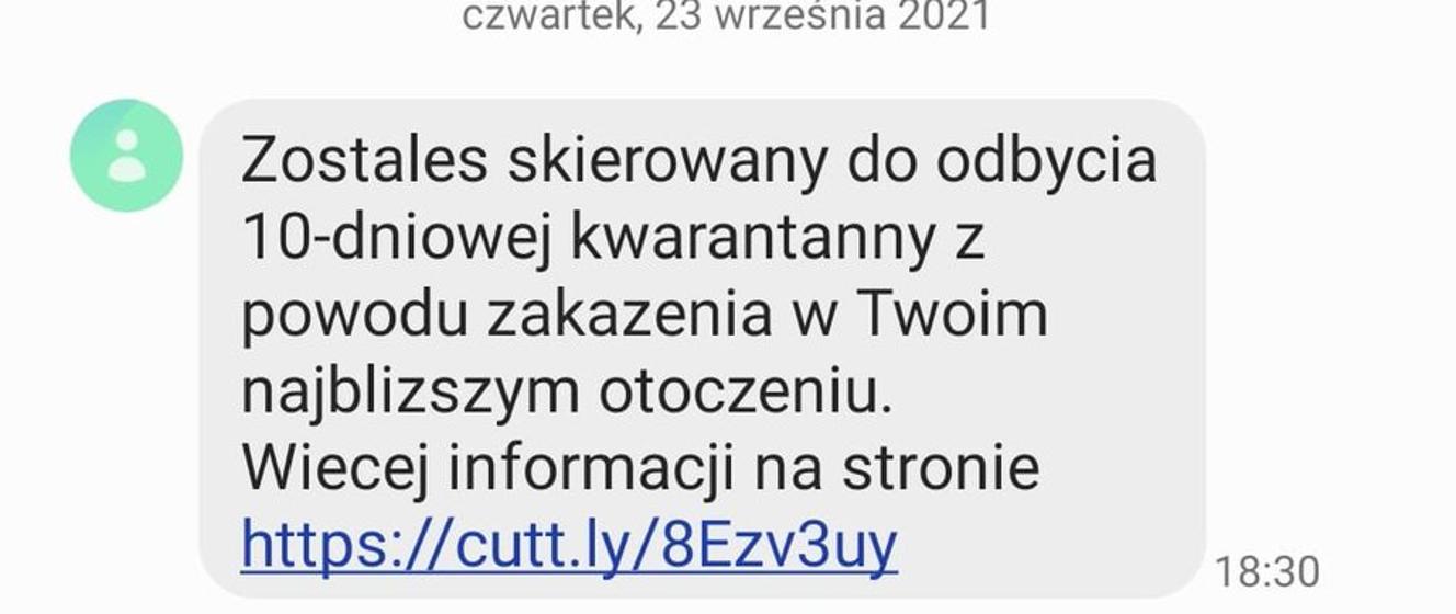 UWAGA WAŻNY KOMUNIKAT FAŁSZYWY SMS OD NADAWCY KWARANTANNA