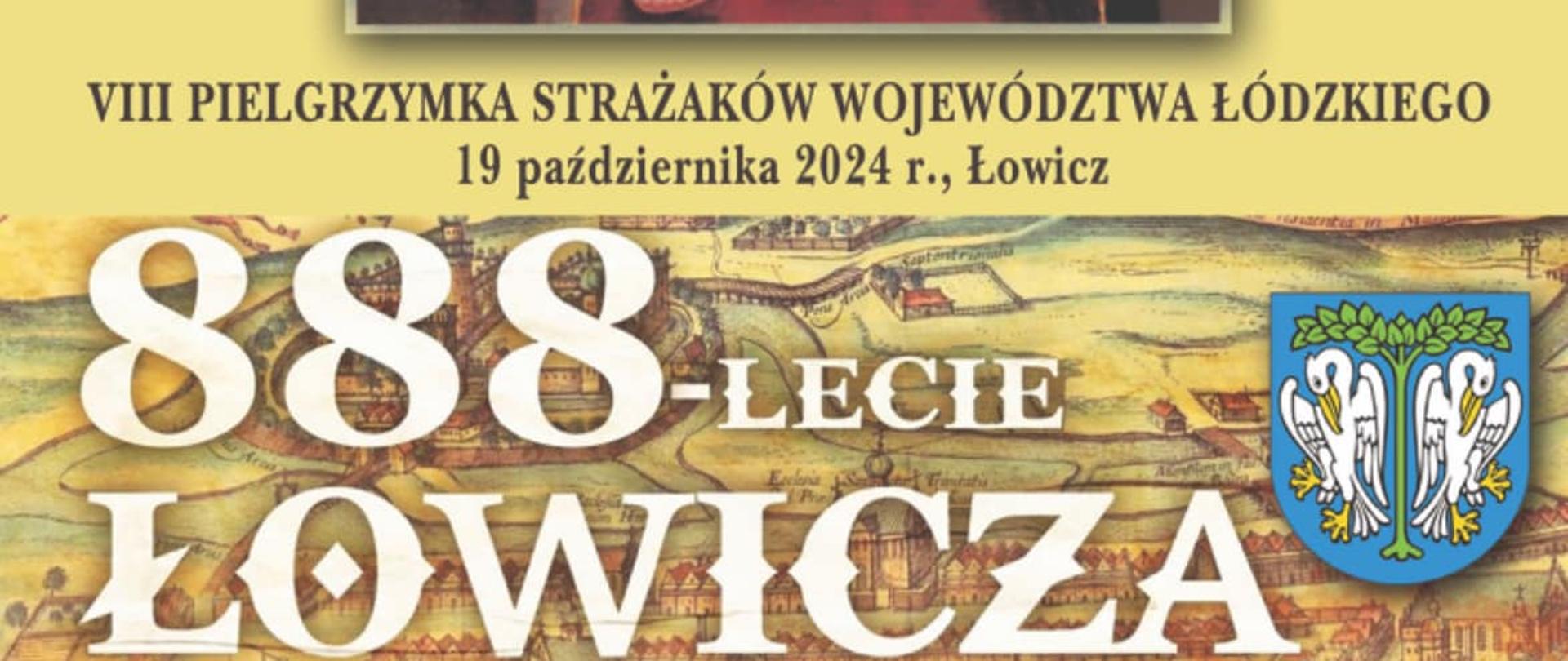 Grafika przedstawia obraz Matki Boskiej z Dzieciątkiem Jezus na rękach, a na dole znajduje się napis "RATUJ i ŻYJ" VIII Pielgrzymka Strażaków Województwa Łódzkiego