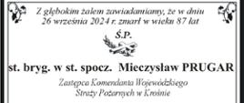 Informacja o pogrzebie st. bryg. w st. spocz. Mieczysława Prugara