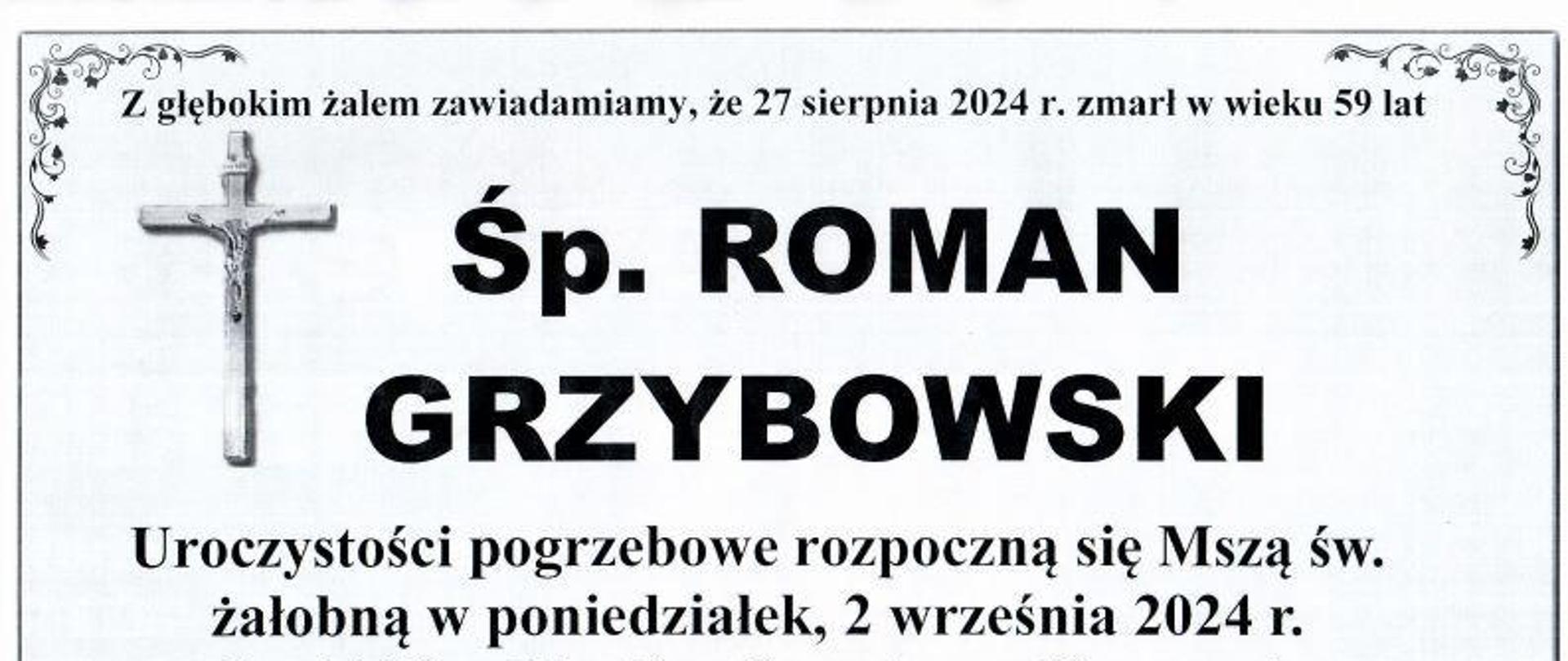 Informacja o śmierci st. ogn. w st. spocz. Romana Grzybowskiego