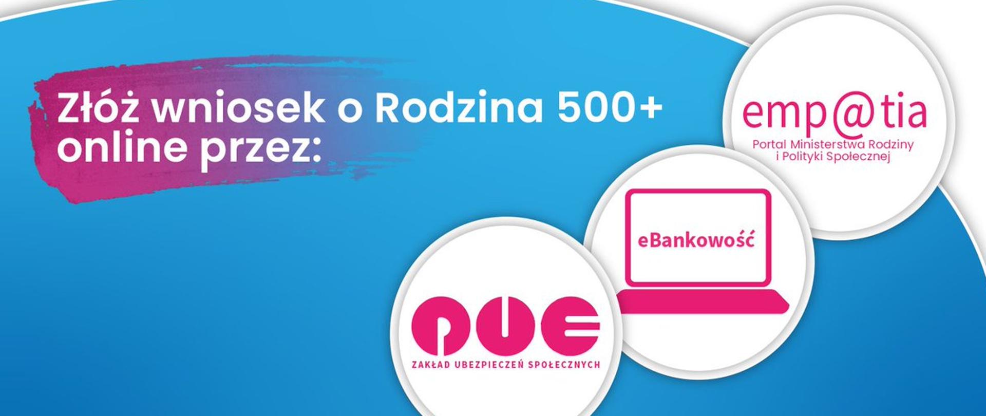 Złóż wniosek o świadczenie "Rodzina 500 Plus" online przez PUE ZUS, eBankowość, portal emp@tia