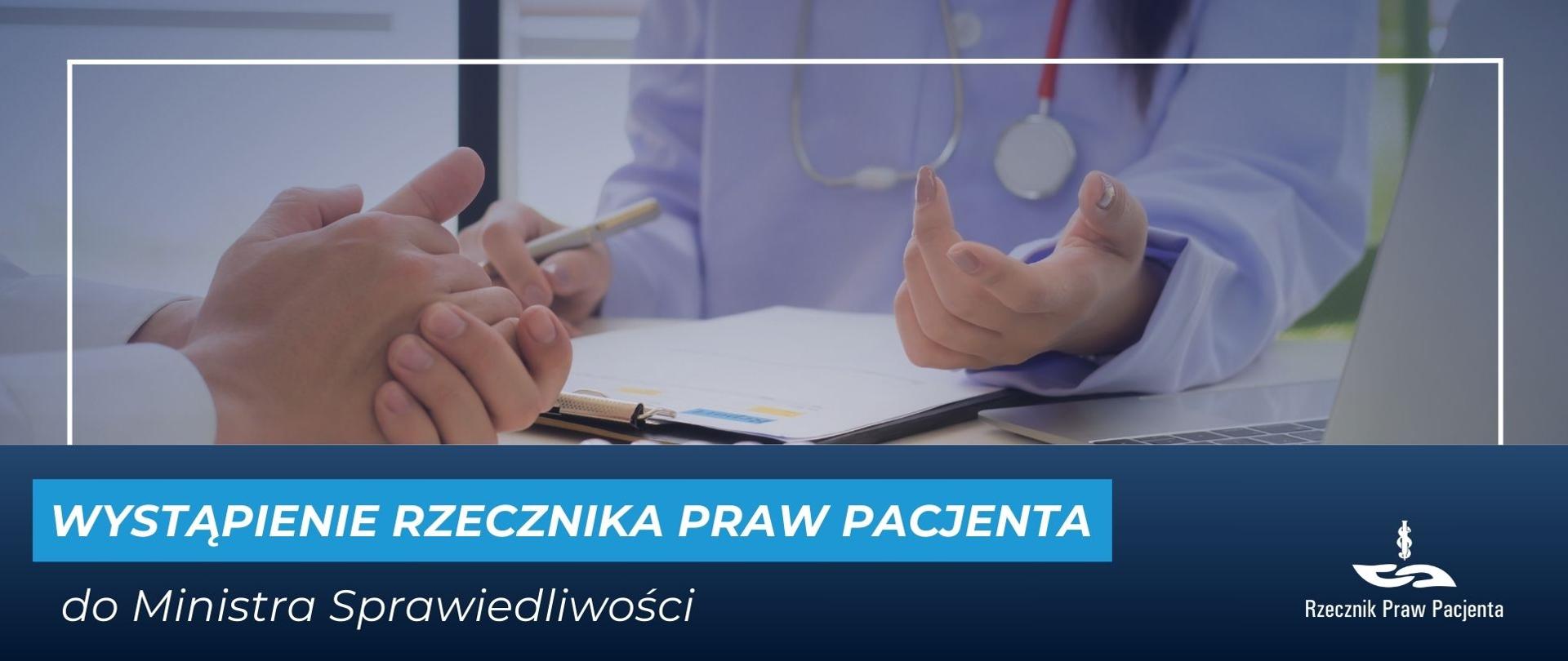 Grafika przedstawia dłonie dwóch lekarzy siedzących przy stole nad dokumentami 