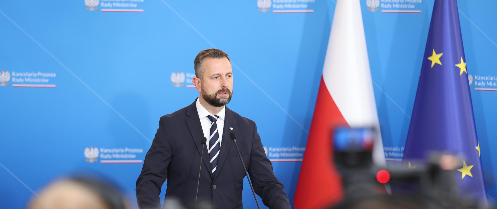 Deputy Prime Minister Władysław Kosiniak-Kamysz during a press conference at the KPRM.