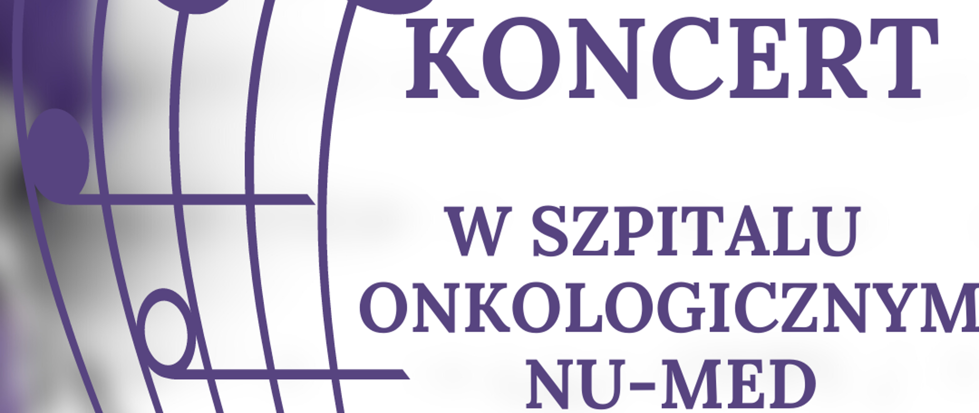 Plakat posiada białe tło. Z lewej strony znajduje się pionowa pięciolinia z kluczem wiolinowym oraz nutami. Z prawej strony widnieją napisy informujące o Koncercie, dacie i godzinie oraz zaproszenie.