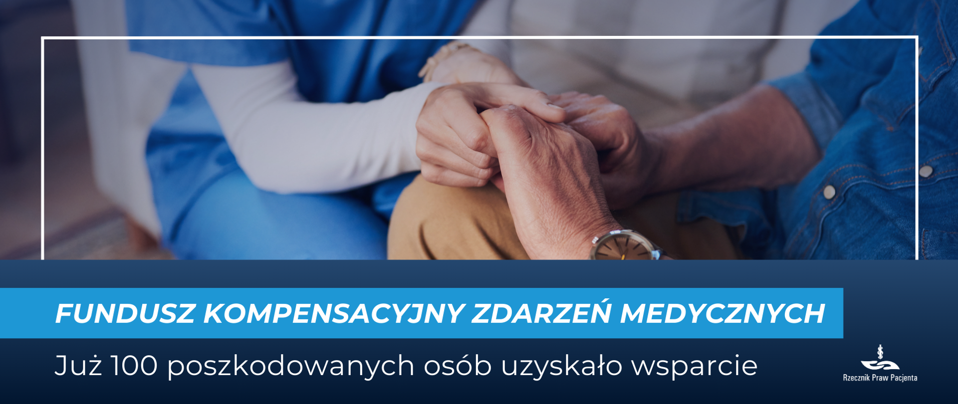 Grafika przedstawia dwie osoby trzymające się za ręce oraz informację ile osób otrzymało wsparcie z Funduszu