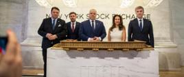 Minister of Economic Development and Technology Piotr during his visit to the New York Stock Exchange, on his left hand side stands Deputy Prime Minister, Minister of State Assets Jacek Sasin