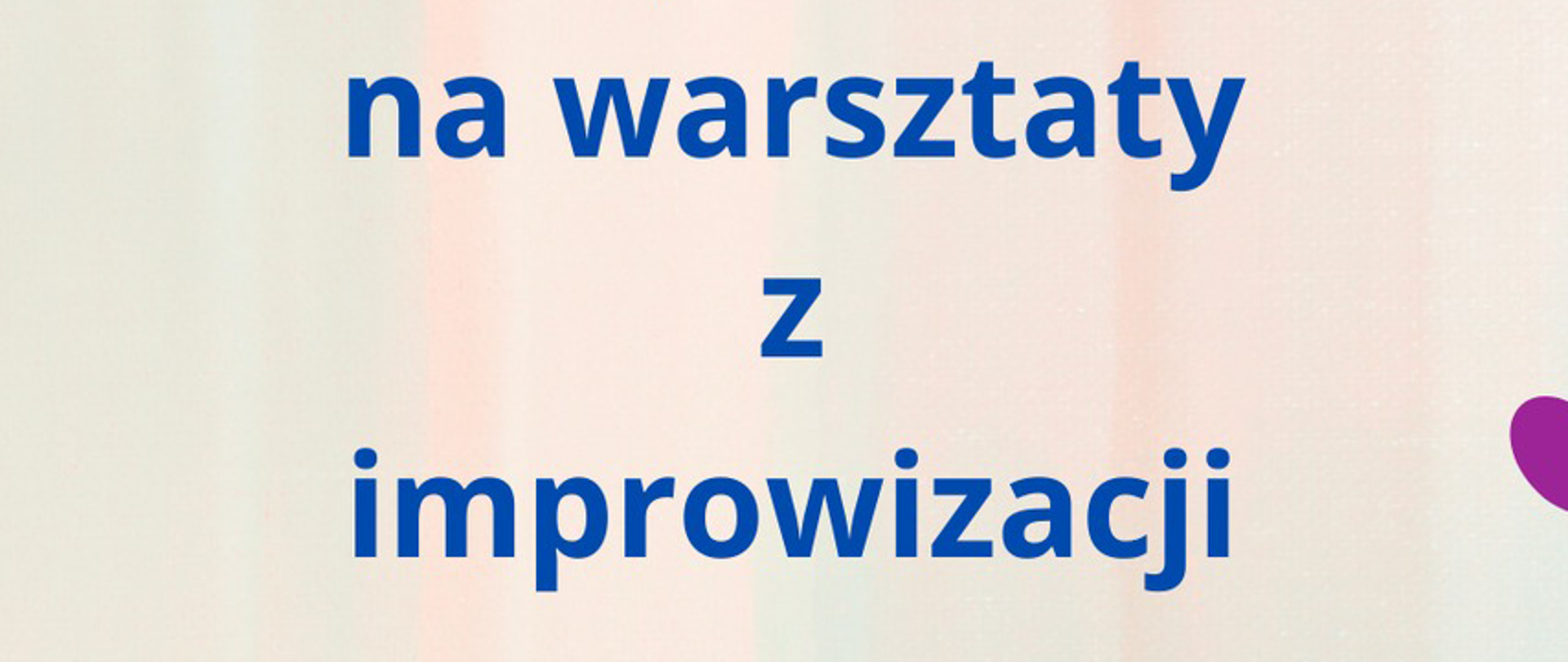 Wyobraź sobie plakat w orientacji pionowej. Na górze znajduje się tekst wyróżniony, który mówi: "PSM I st. nr 1 w Kędzierzynie-Koźlu zaprasza na warsztaty z improwizacji". Tekst jest wyśrodkowany i ma różne odcienie niebieskiego, od jasnego do ciemniejszego. Poniżej tego nagłówka podana jest data "26.02.2024r." i miejsce "sala koncertowa PSM", zapisane mniejszymi literami w kolorze granatowym. Następnie wypisane są trzy kolejne sesje warsztatów, każda z określonym czasem i grupą docelową:
"14:00 - 16:00 pianiści"
"16:00 - 17:00 grupa młodsza"
"17:00 - 18:00 grupa starsza"
Te informacje są przedstawione w formie punktów wypunktowanych, użyto do tego ciemnoniebieskich kropek.
Poniżej harmonogramu znajduje się prośba do uczestników: "Proszę przynieść ze sobą rzeczy wydające jakiś dźwięk (grzebień, kulki, itp.)". Tekst jest mniejszy i granatowy. Na samym dole plakatu znajduje się informacja o prowadzącej: "Warsztaty poprowadzi Pani Prof. dr hab. Gabriela Szendzielorz - Jungiewicz z AM w Katowicach", zapisane czcionką o średniej wielkości w kolorze granatowym. W tle plakatu widoczne są rozmyte, akwarelowe plamy w odcieniach niebieskiego, różowego i fioletowego. Po prawej stronie i na dole są graficzne przedstawienia muzyczne, takie jak nuty i klucze wiolinowe, w kolorach odpowiadających tłu. Całość jest barwna i ma na celu przyciągnięcie uwagi do muzycznego charakteru wydarzenia.