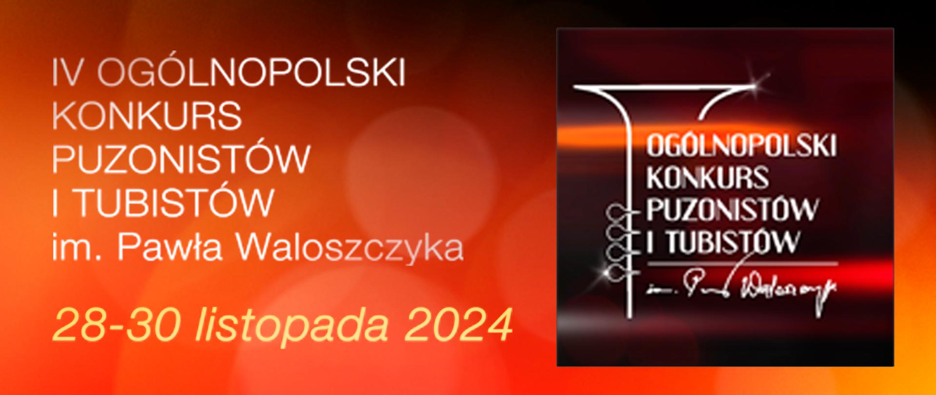 Tło w odcieniach pomarańczowych. Po lewej stronie nazwa konkursu oraz data. Po prawej stronie logotyp konkursu