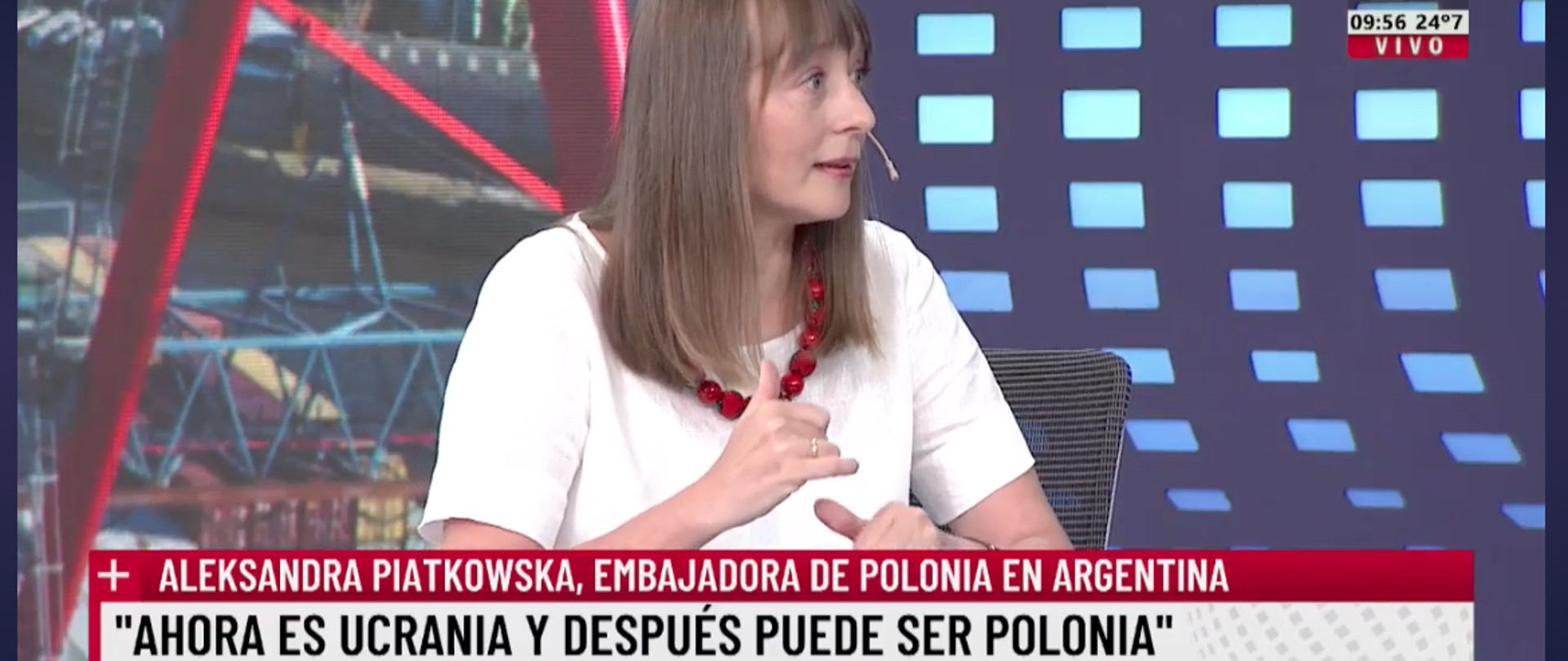 Aleksandra Piątkowska, Ambasador RP w Argentynie, w studiu La Nacion+