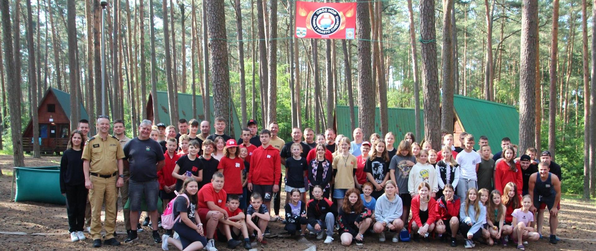 Na zdjęciu znajdują się uczestnicy obozu MDP z Gminy Chełmno i Miasta Chełmna, zdjęcie wykonano w miejscowości Funka, w województwie pomorskim.