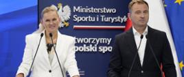 Konferencja prasowa Minister Edukacji Barbary Nowackiej i Ministra Sportu i Turystyki Sławomira Nitrasa w Warszawie