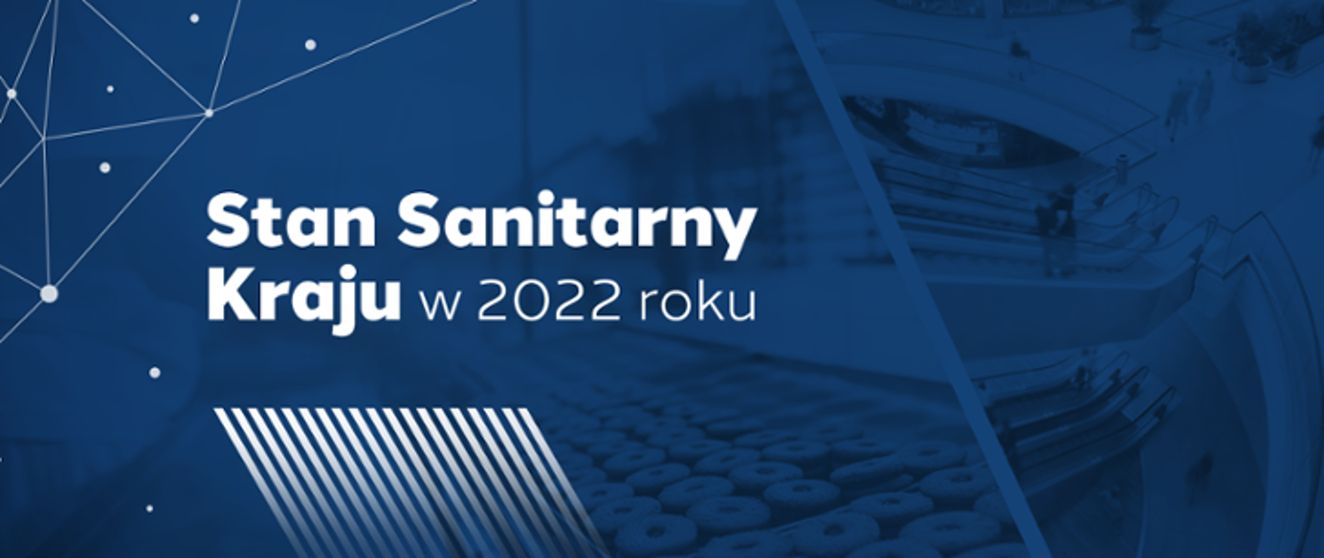 Biały napis na niebieskim tle: Stan Sanitarny kraju w 2022 roku