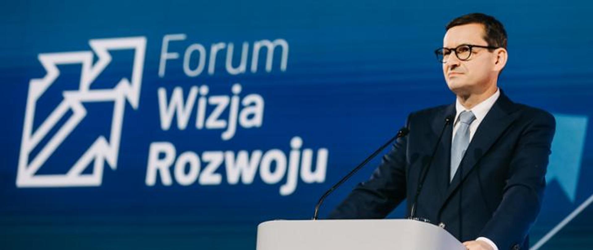 Prime Minister Mateusz Morawiecki during a speech at the Development Vision Forum