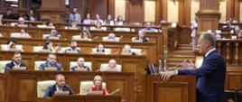 Prime Minister Donald Tusk in Parliament in Chisinau