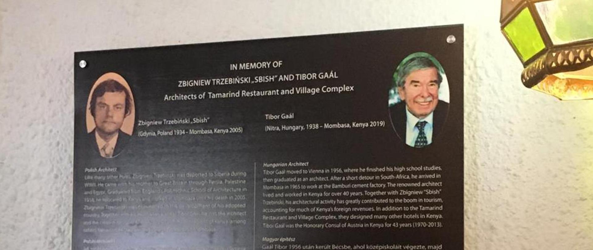 The ceremony of unveiling the plaque commemorating architects Zbigniew Trzebiński and Tibor Gáll in Mombasa
