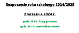 Plakat dotyczący rozpoczęcia nowego roku szkolnego 2024/2025