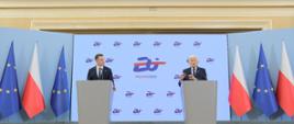 Minister Adam Szłapka i Jerzy Buzek podczas konferencji prasowej