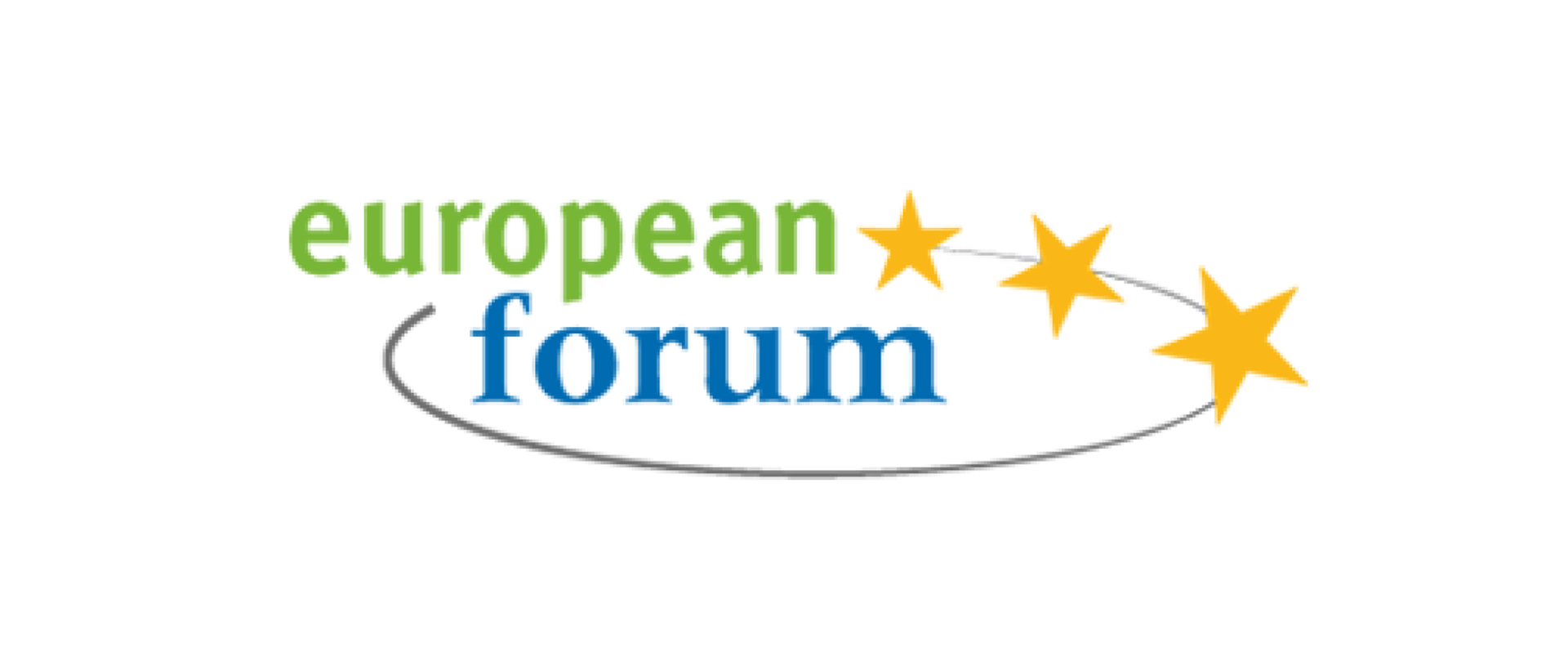 Napis european forum zakreślone elipsą z trzema gwiazdkami po prawej