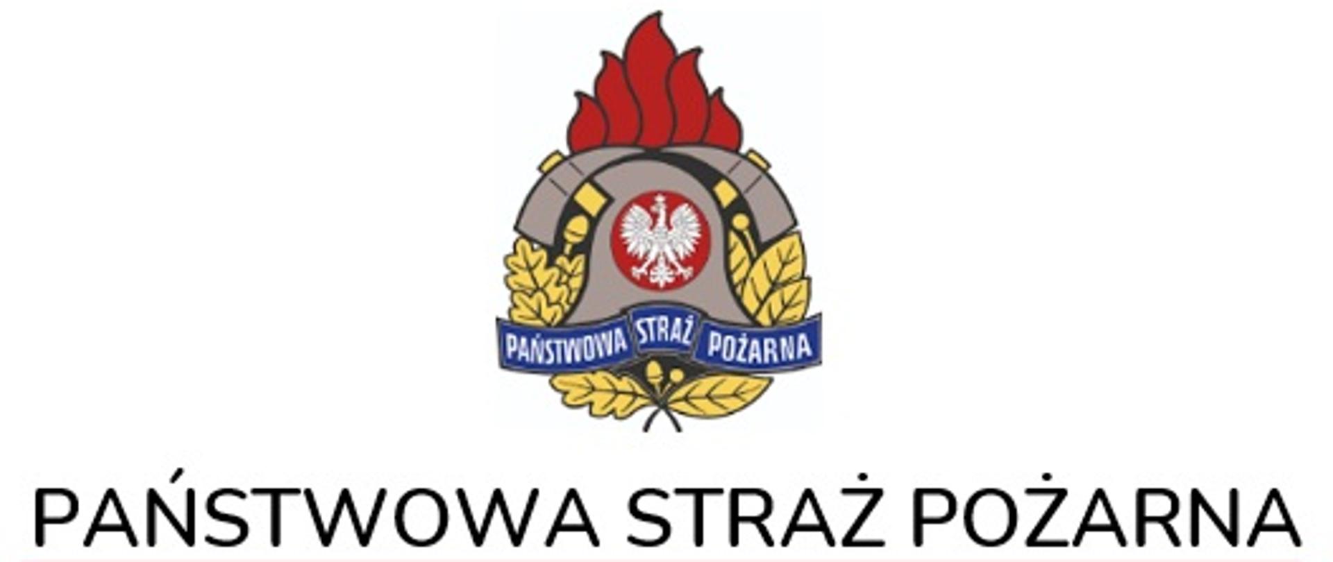 Logo Państwowej Straży Pożarnej umieszczone centralnie. Poniżej napis "Państwowa Straż Pożarna" oraz "Komenda Powiatowa PSP w Słubicach