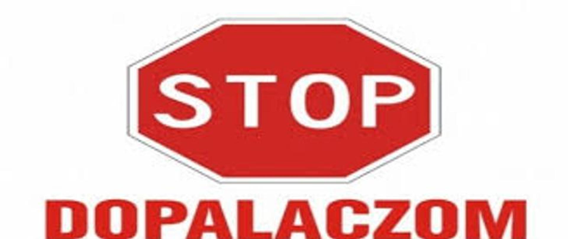 Na zdjęciu znak zakazu i napis stop dopalaczom