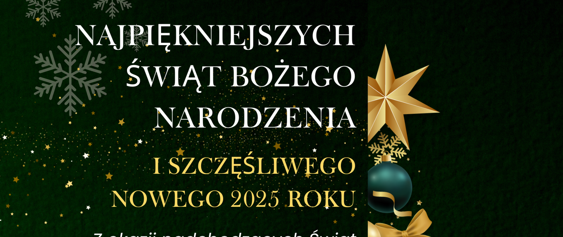 Plakat informacyjny dotyczący życzeń z okazji Świąt Bożego Narodzenia 2024