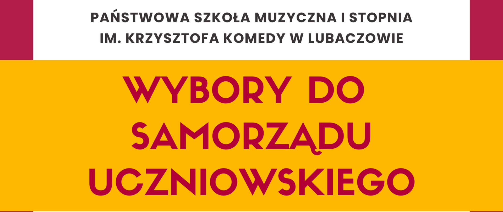 Kolorowy plakat z ikonografią dzieci na dole i informacją o wyborach do samorządu uczniowskiego w terminie do 30 września