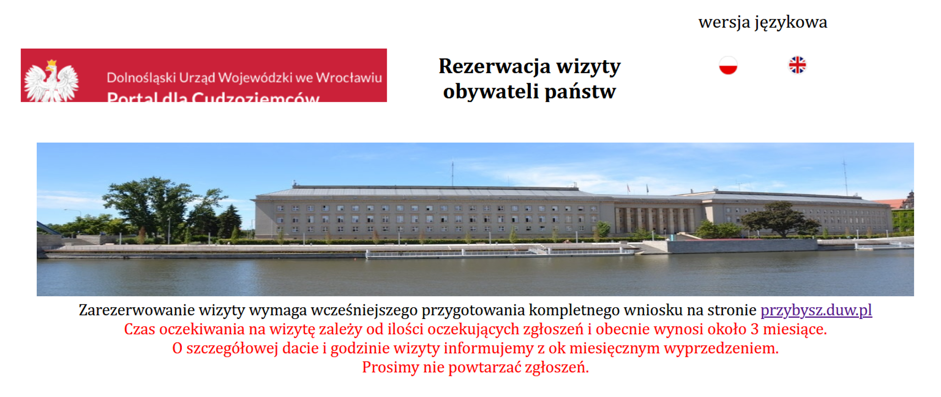 
Internetowa rezerwacja wizyt dotyczących złożenia wniosku w sprawie legalizacji pobytu cudzoziemca na terytorium RP
