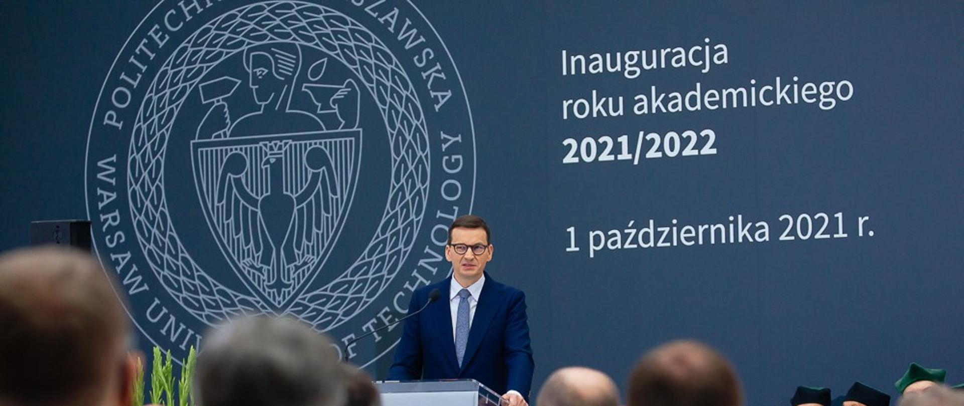 Premier Mateusz Morawiecki uczestniczył w inauguracji roku akademickiego 2021/2022 w Gmachu Głównym Politechniki Warszawskiej.