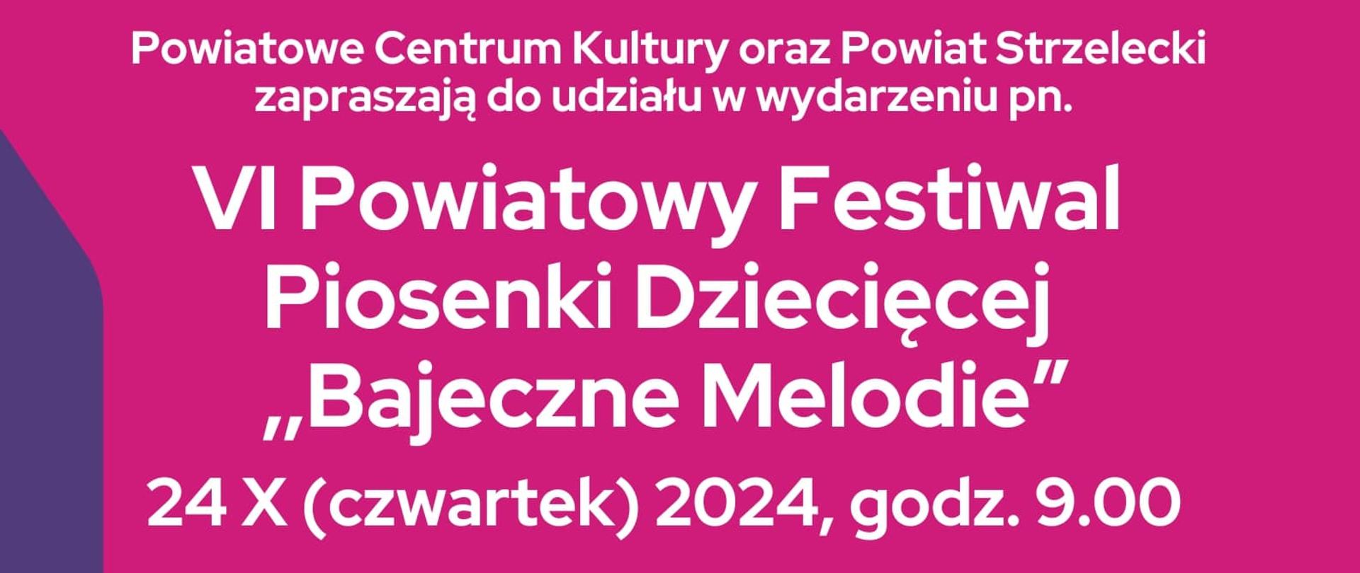 Tło różowe, zdjęcia dzieci występujących, zaproszenie na Bajeczne Melodie