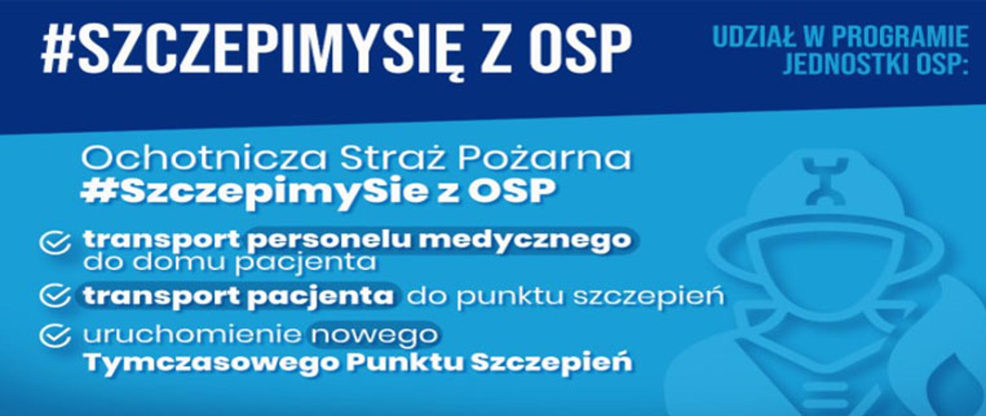 baner reklamowy z napisem #SzczepimySię z OSP