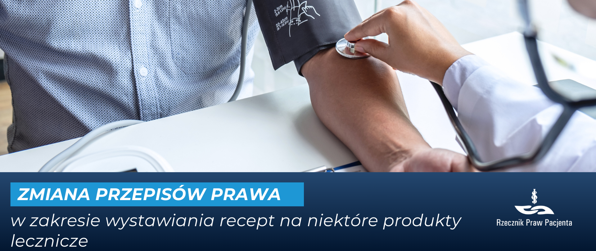 Grafika przedstawia zdjęcie, na którym widać ,jak lekarz mierzy ciśnienie u pacjenta. 