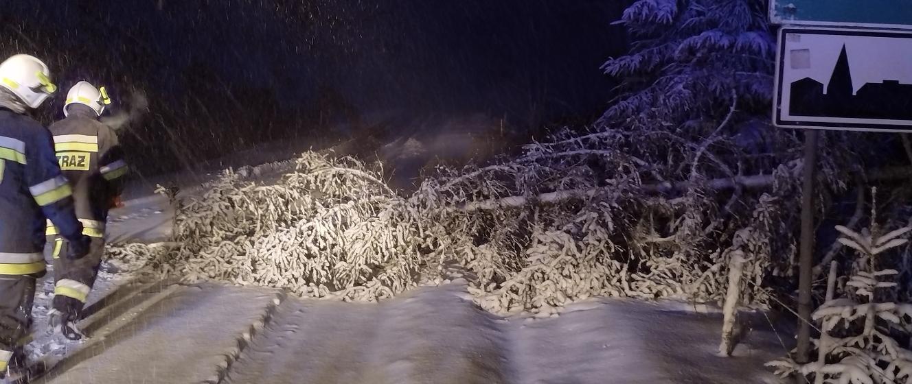 Skutki silnych wiatrów i obfitych opadów śniegu w powiecie suwalskim