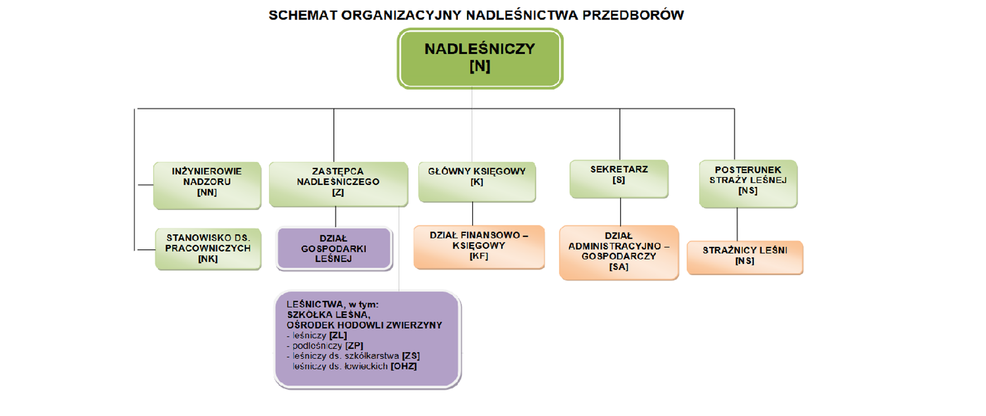 Schemat organizacyjny Nadleśnictwa Przedborów