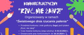 Konkurs plastyczny "RZUĆ,NIE ŻAŁUJ" Organizowany w ramach "Światowego dnia rzucania palenia"