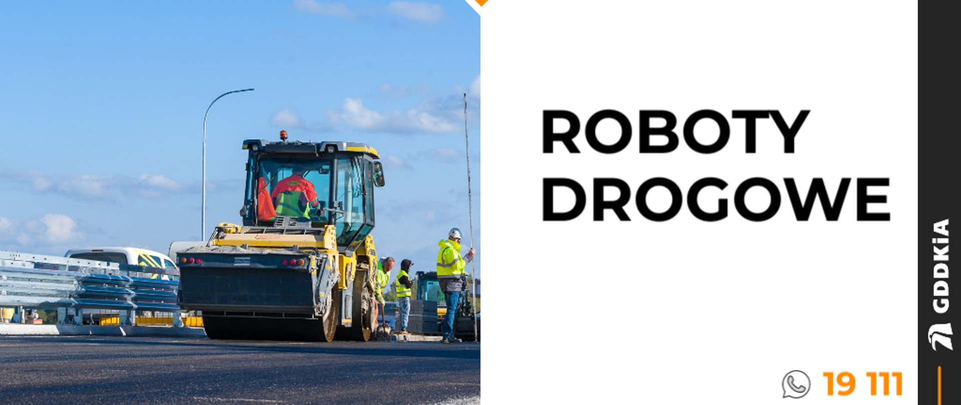 Roboty drogowe - infografika ze zdjęciem walca drogowego 